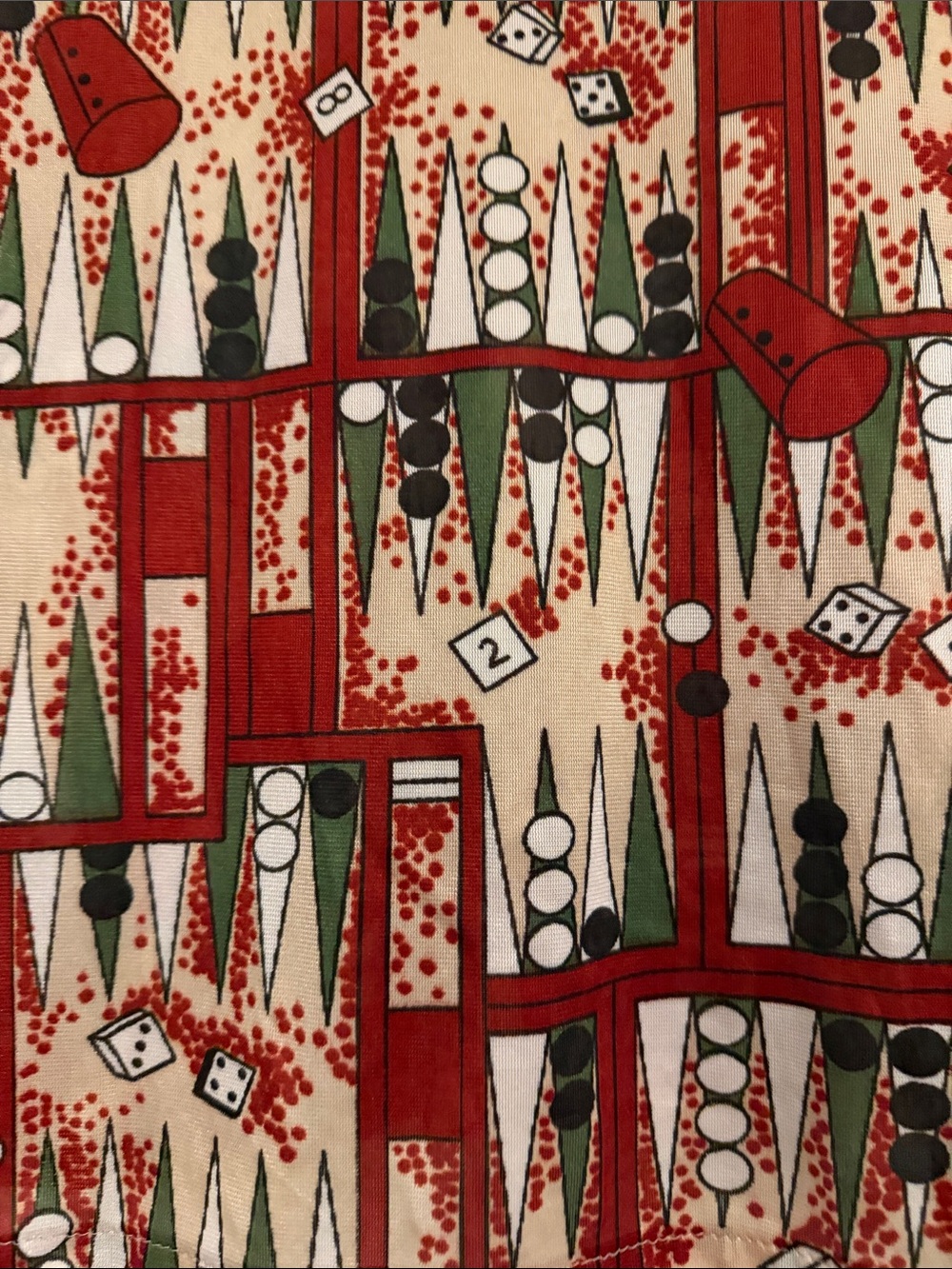 Button-Down Novelty Backgammon Print Shirt - Vegas Dice Vintage LS Sears Sz S - Picture 7 of 7